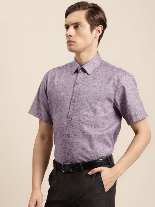 Men's Cotton Blend Purple Classic Formal Shirt