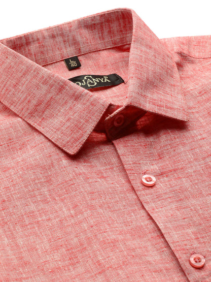 Men's Cotton Blend Peach Classic Formal Shirt