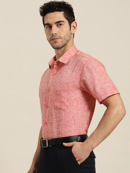 Men's Cotton Blend Peach Classic Formal Shirt