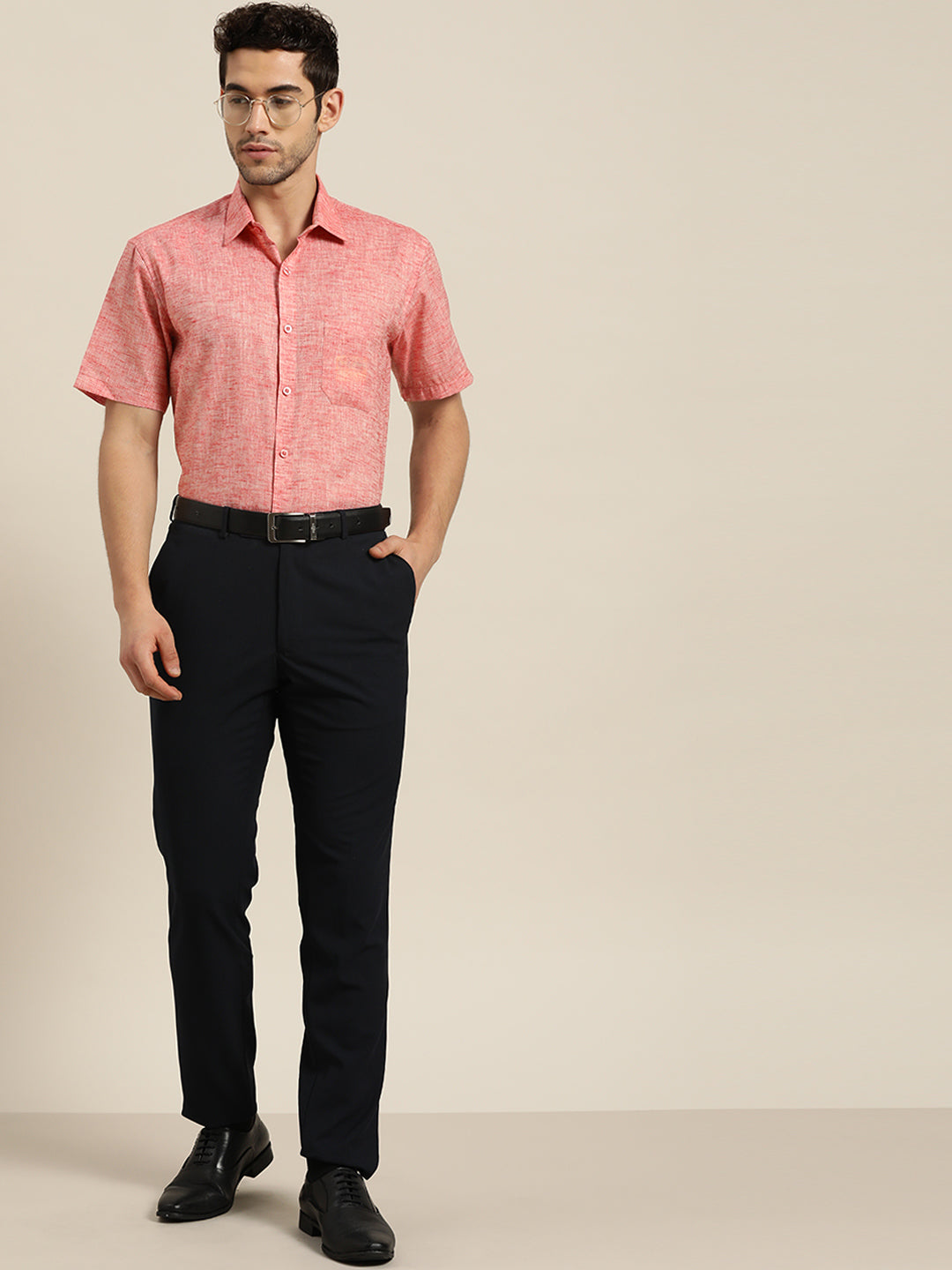 Men's Cotton Blend Peach Classic Formal Shirt