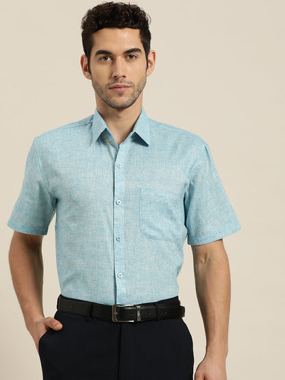 Men's Cotton Blend Sky Blue Classic Formal Shirt