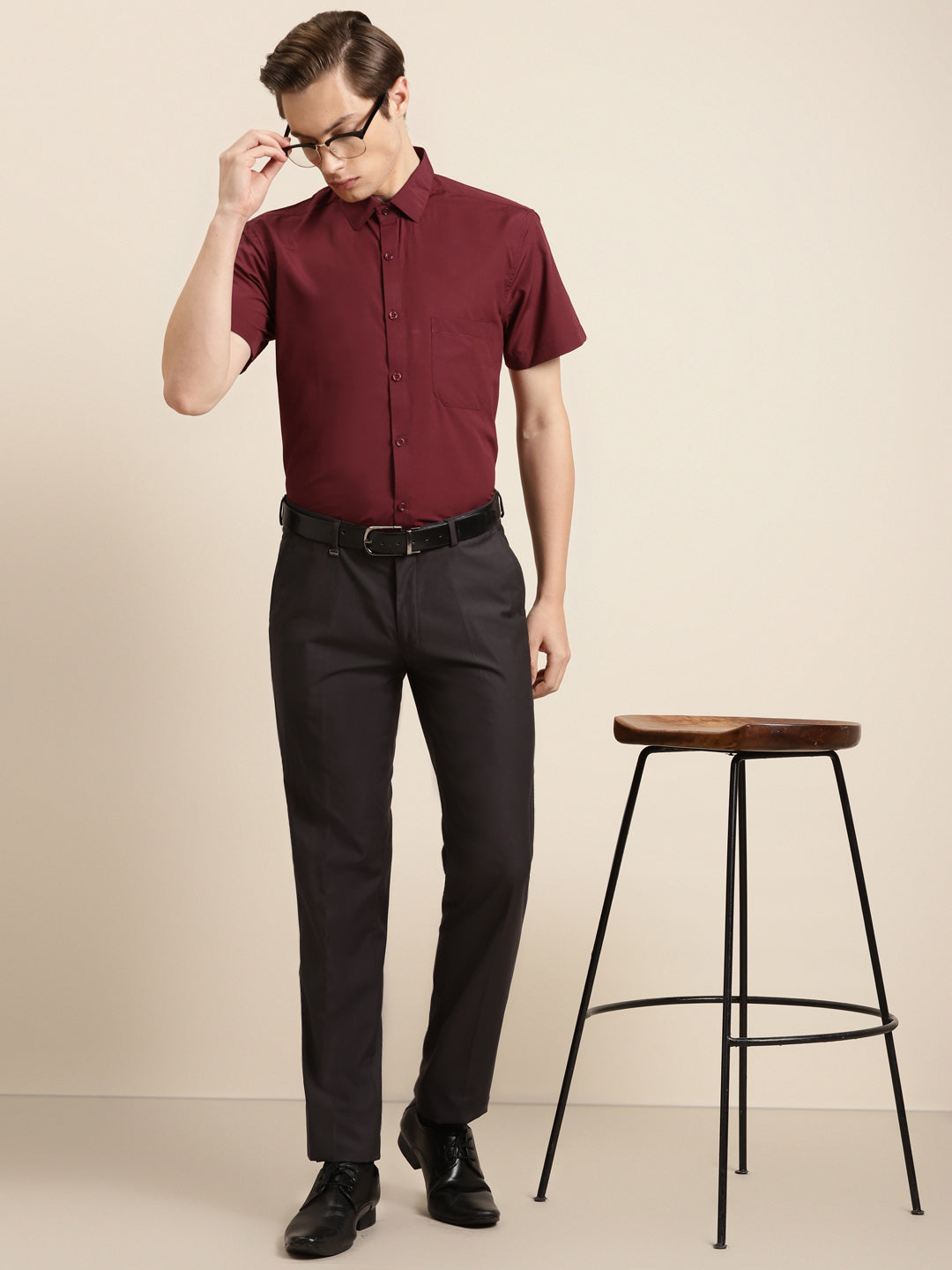 Men's Cotton Maroon Classic Formal Shirt