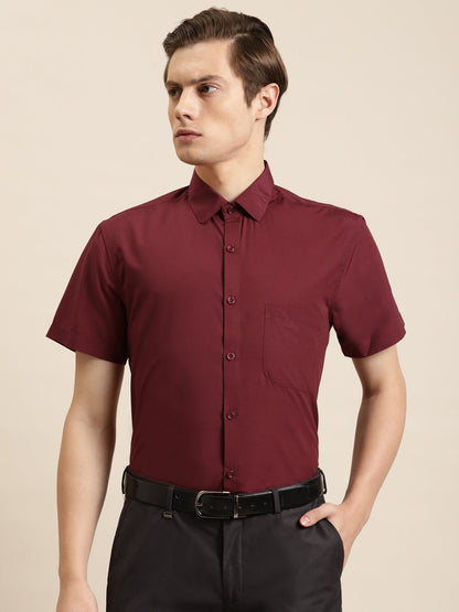 Men's Cotton Maroon Classic Formal Shirt