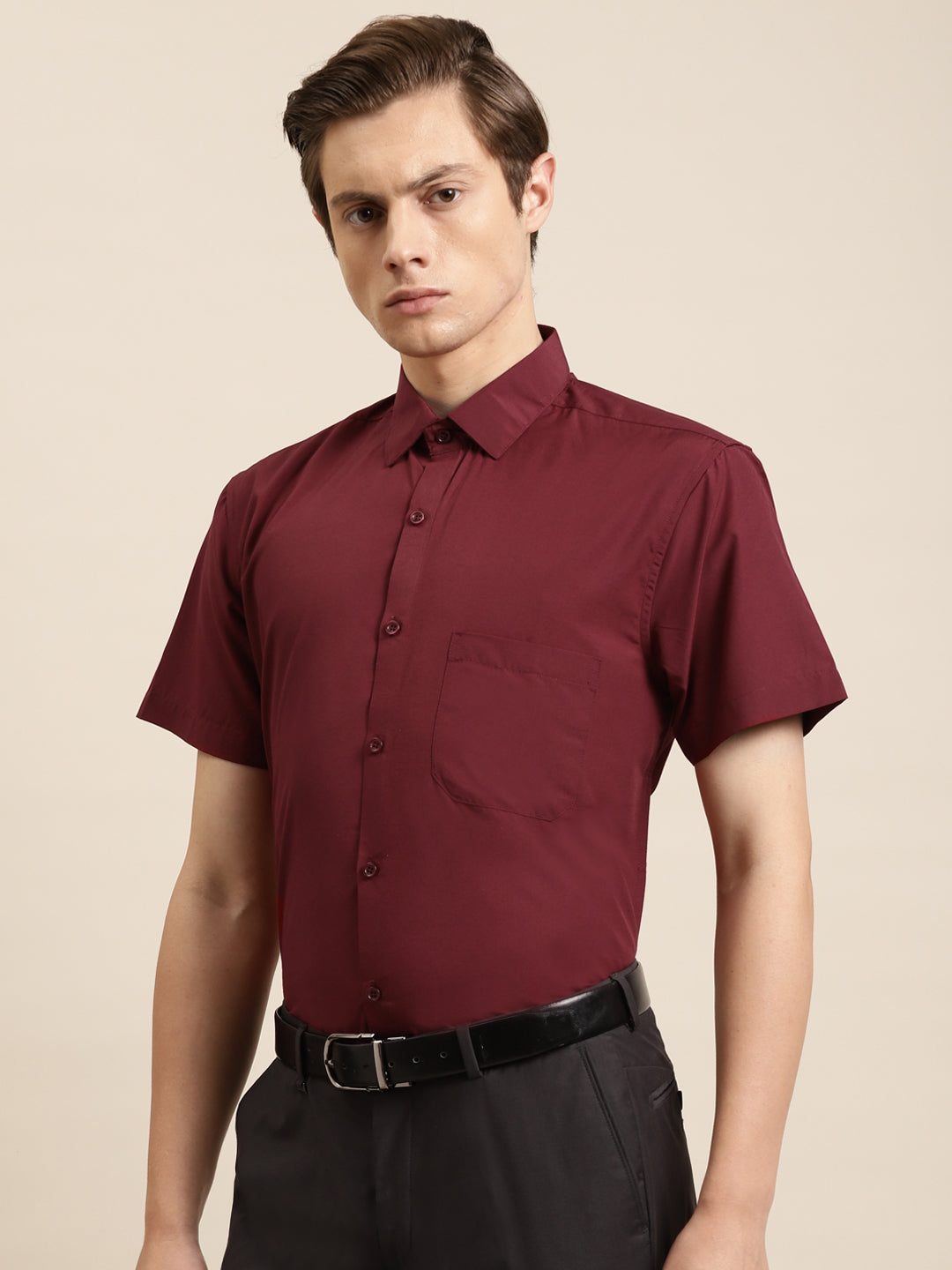 Men's Cotton Maroon Classic Formal Shirt