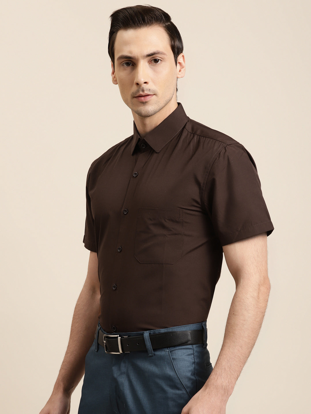 Men's Cotton Brown Classic Formal Shirt