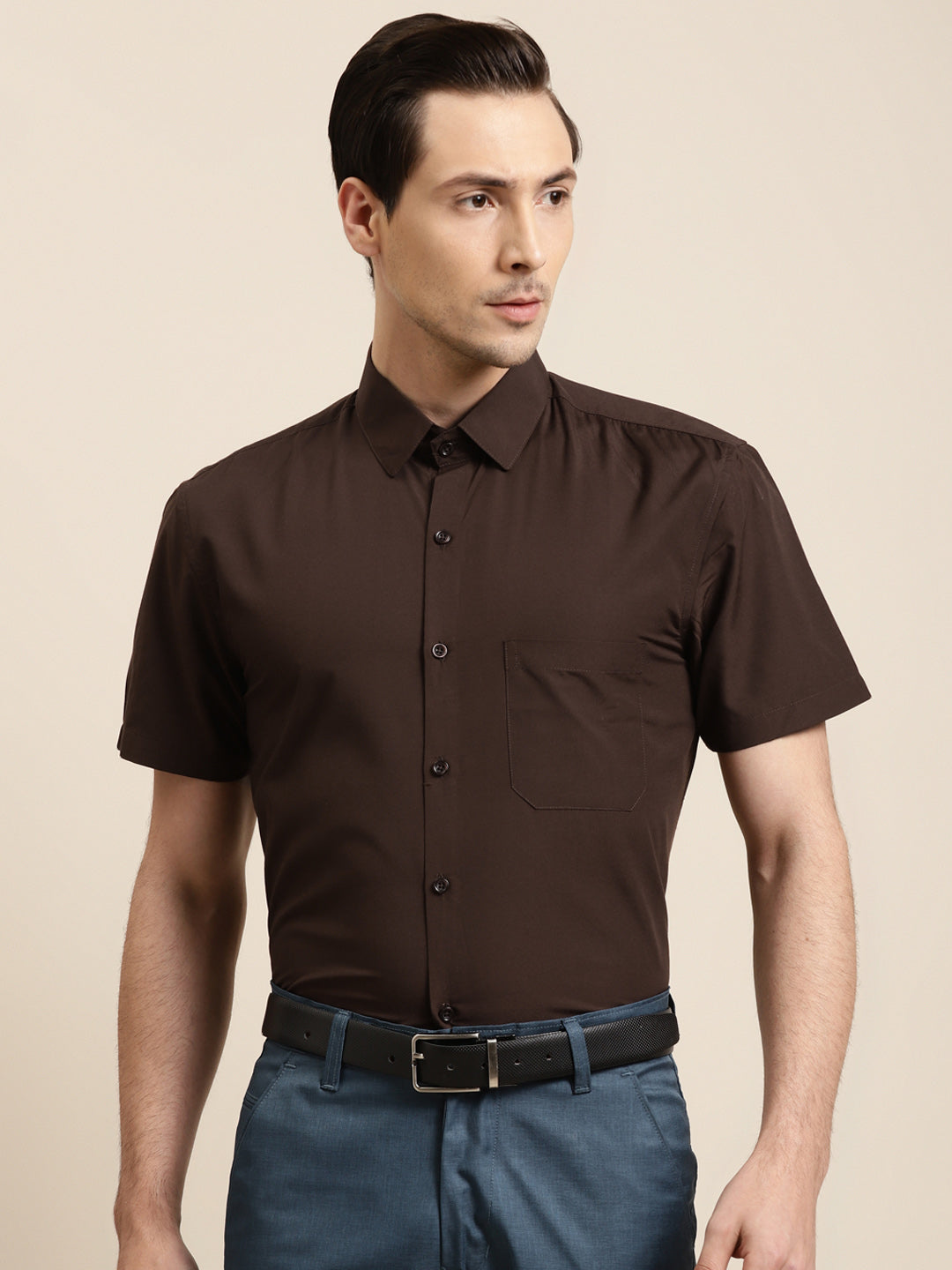 Men's Cotton Brown Classic Formal Shirt