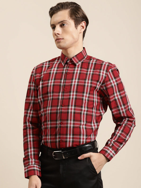 Men's Cotton Red & White & Formal Shirt