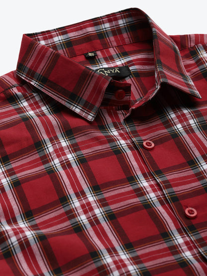 Men's Cotton Red & White & Formal Shirt