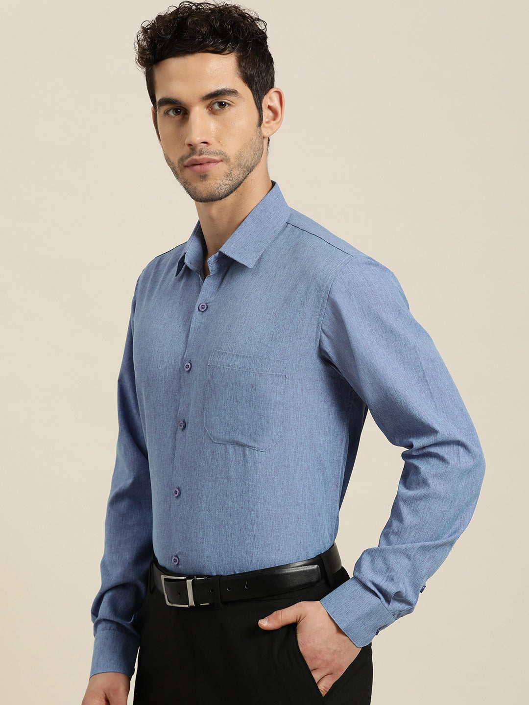 Men's Cotton Blue Formal Shirt