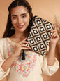 Women's Black & Beige Embellished Sling Bag - Priyaasi