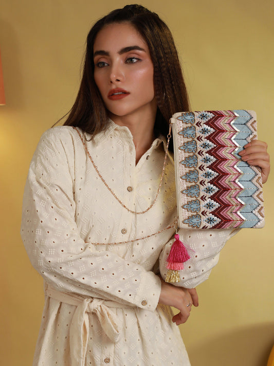 Women's Boho Multicolor Embroidered Sling Bag - Priyaasi