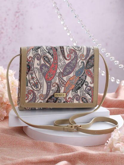 Women's Paisley Kalamkari Floral Sling Bag - Priyaasi