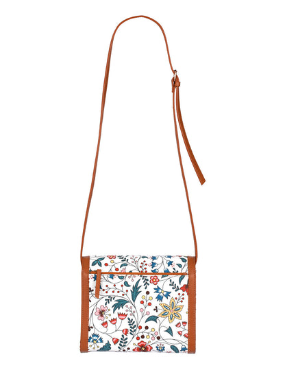 Women's White Tropical Floral Sling Bag - Priyaasi