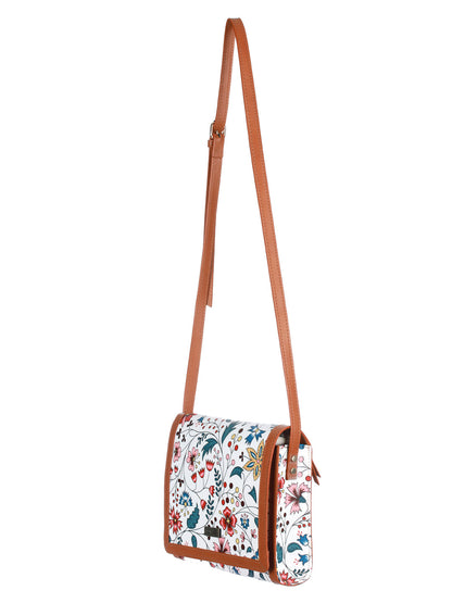 Women's White Tropical Floral Sling Bag - Priyaasi