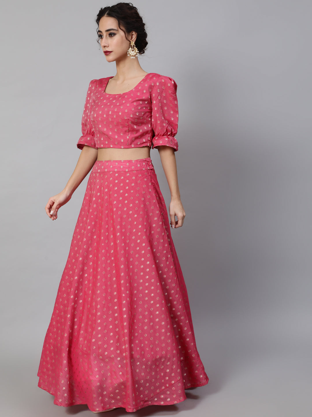 Women's Pink Dobby Designed Lehenga Choli With Dupatta