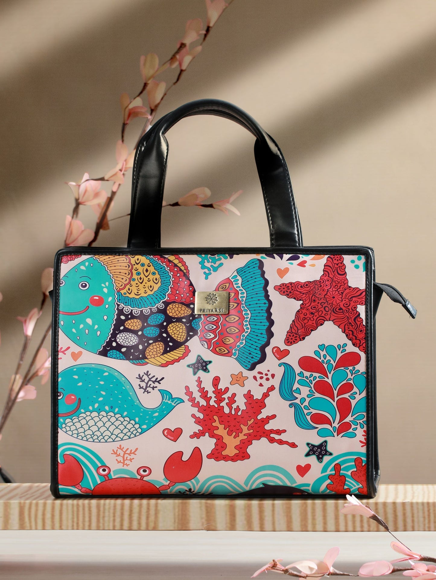 Women's Artistic Marine Digital Print Tote Bag - Priyaasi