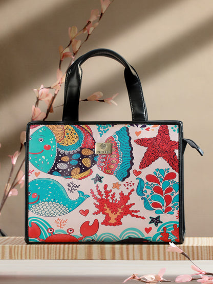 Women's Artistic Marine Digital Print Tote Bag - Priyaasi