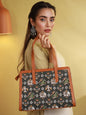 Women's Black Patola Tote Bag - Priyaasi