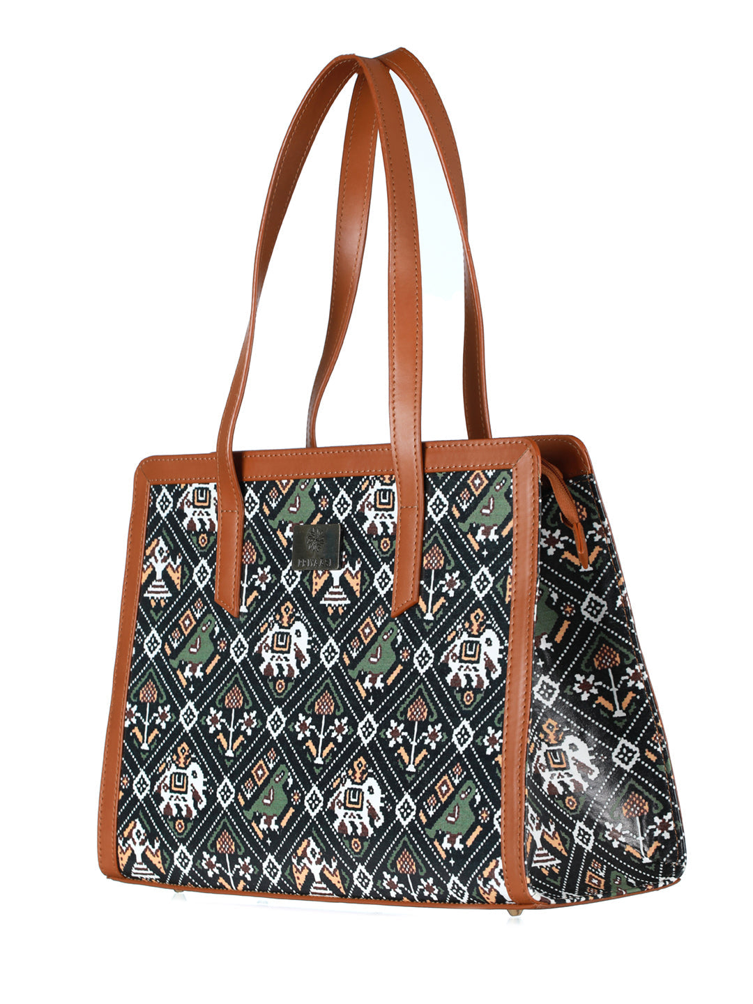 Women's Black Patola Tote Bag - Priyaasi