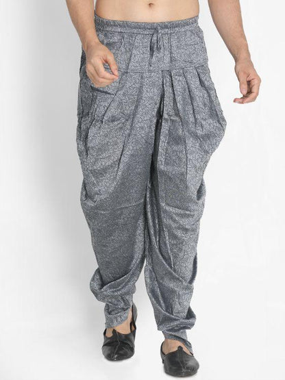 Men's Grey Cotton Silk Blend Dhoti