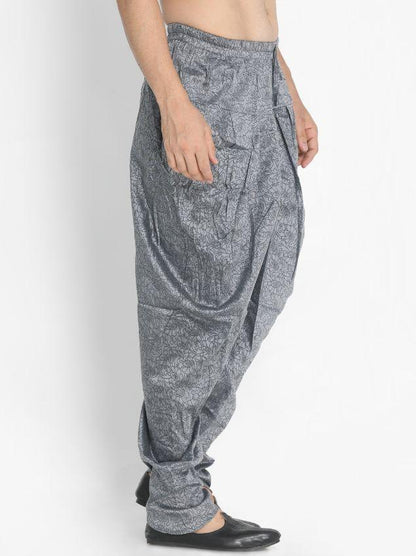 Men's Grey Cotton Silk Blend Dhoti