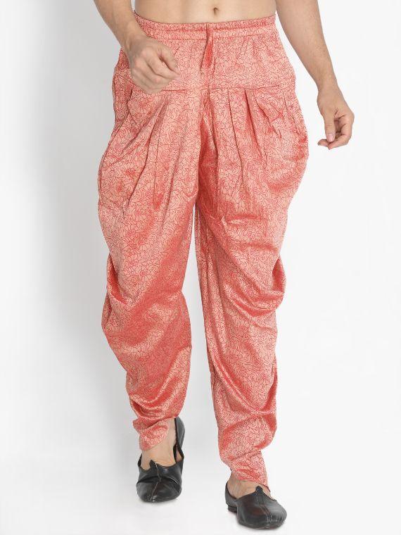 Men's Pink Cotton Silk Blend Dhoti