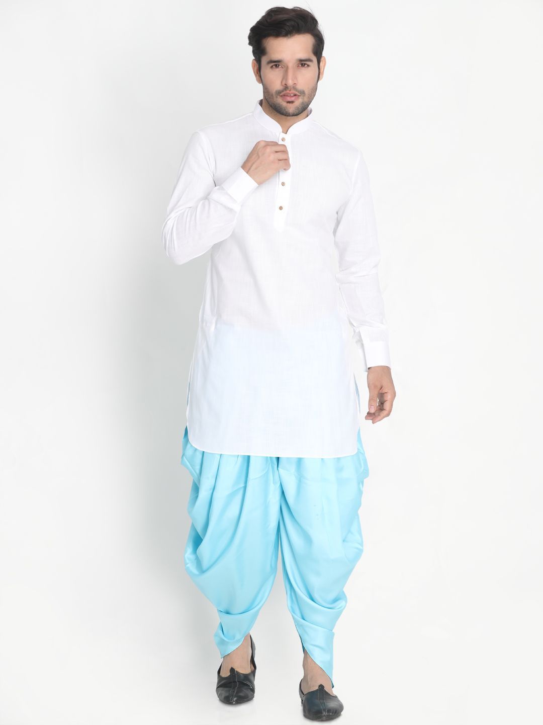 Men's Light Blue Silk Blend Dhoti