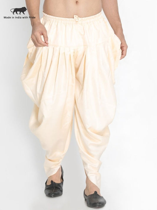 Men's Beige Silk Blend Dhoti