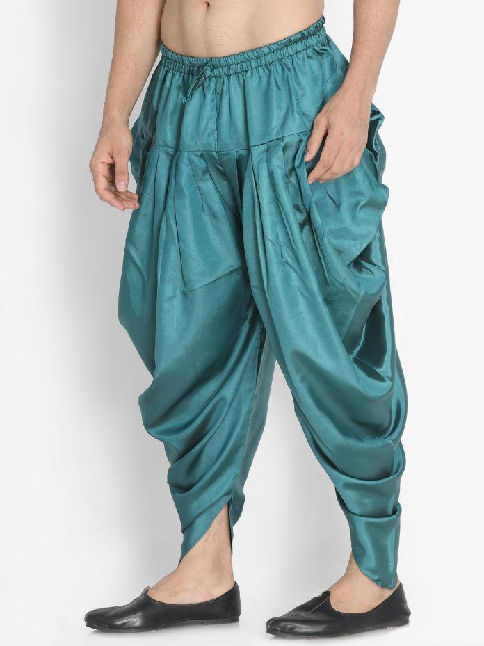 Men's Green Silk Blend Dhoti