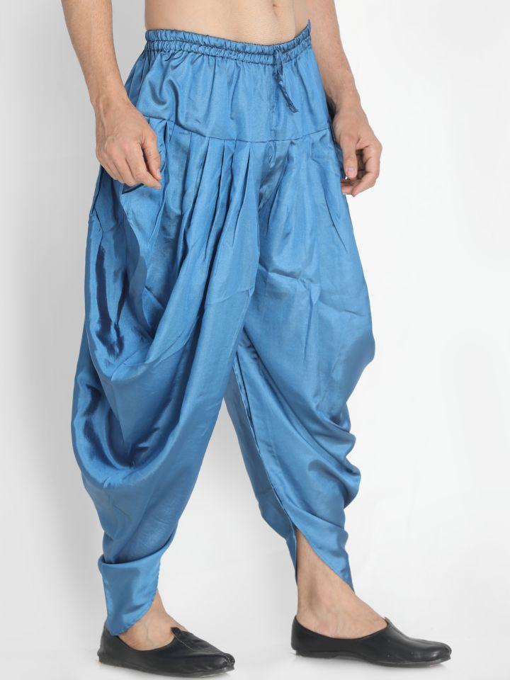 Men's Dark Blue Silk Blend Dhoti