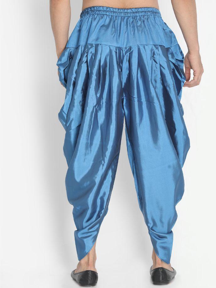 Men's Dark Blue Silk Blend Dhoti