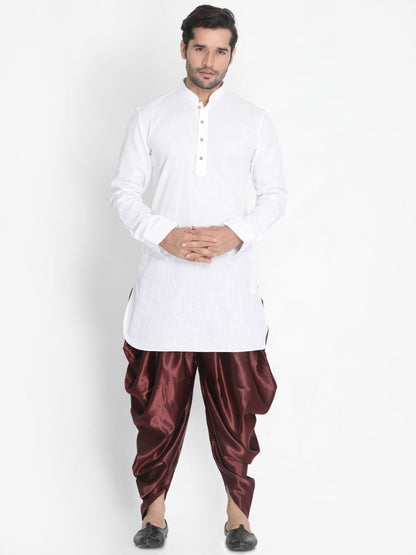 Men's Maroon Silk Blend Dhoti