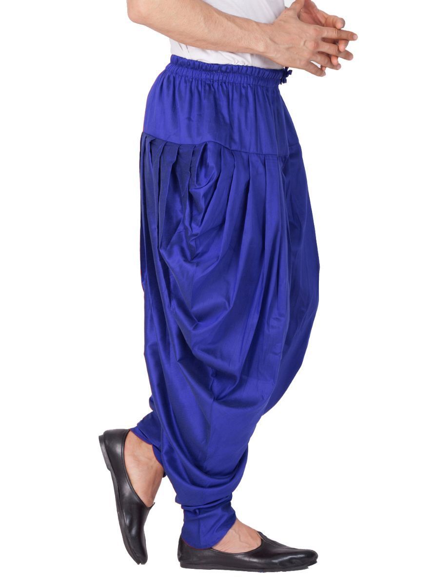 Men's Blue Cotton Silk Blend Dhoti