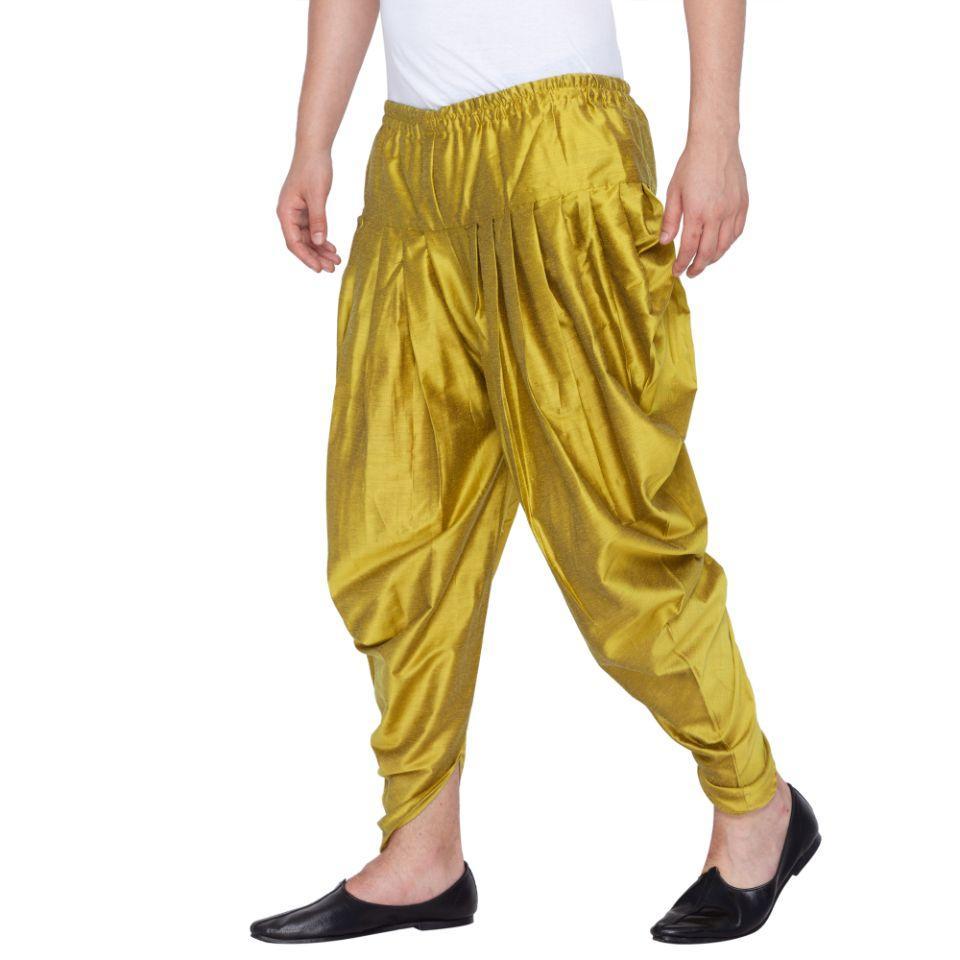 Men's Green Cotton Silk Blend Dhoti