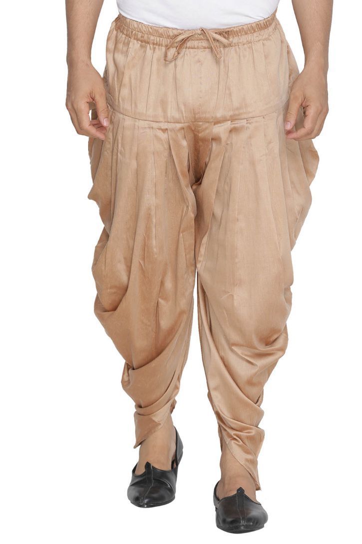 Men's Gold Cotton Silk Blend Dhoti