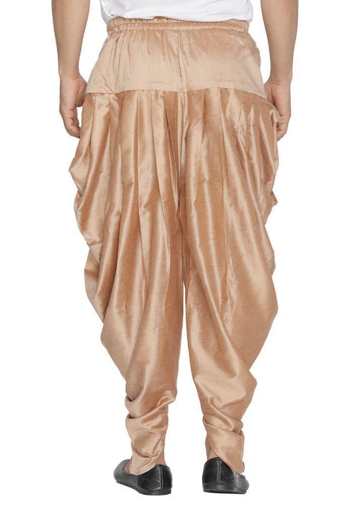 Men's Gold Cotton Silk Blend Dhoti