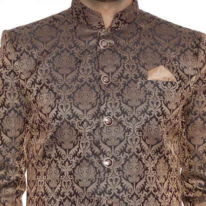 Men's Brown Silk Blend Prince Coat