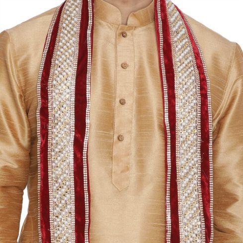 Men's Maroon Velvet Dupatta