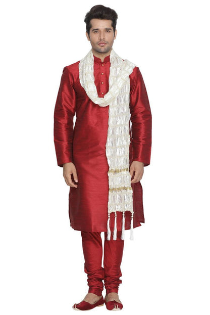 Men's White Viscose Dupatta