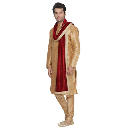 Men's Maroon Velvet Dupatta