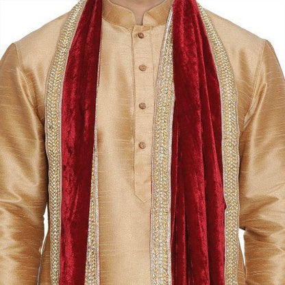 Men's Maroon Velvet Dupatta