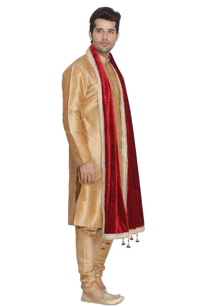 Men's Maroon Velvet Dupatta