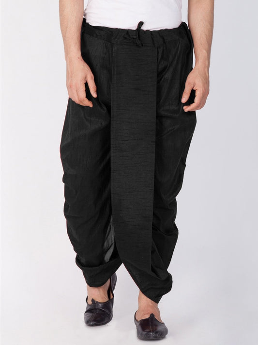 Men's Black Cotton Silk Blend Dhoti