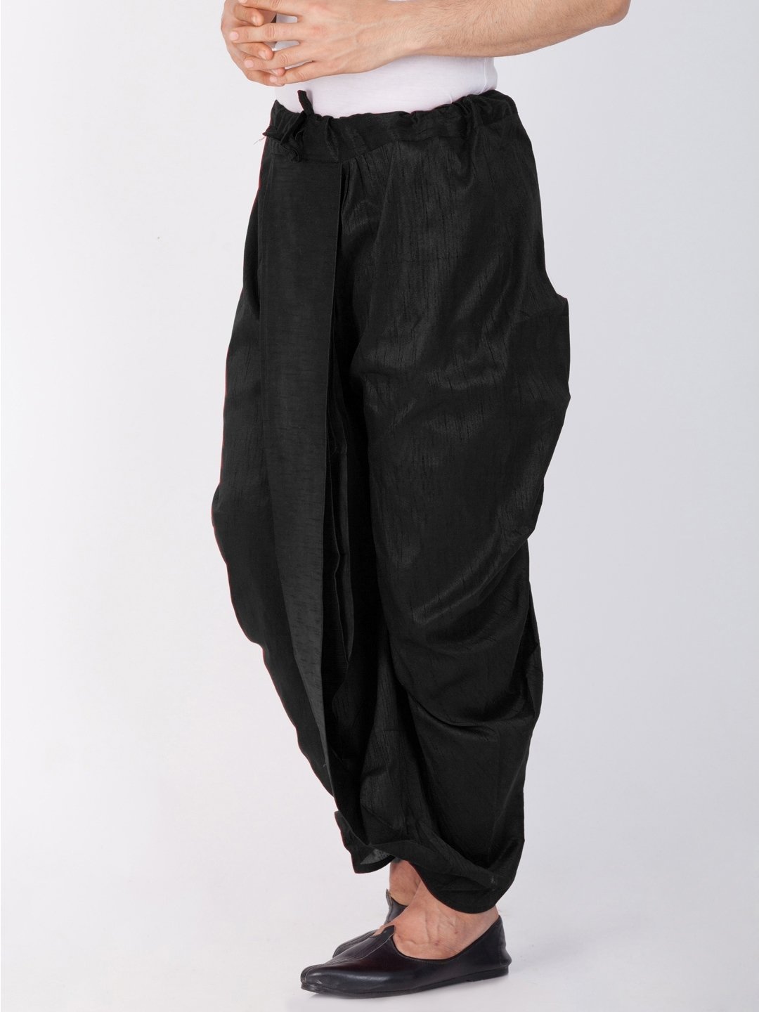 Men's Black Cotton Silk Blend Dhoti