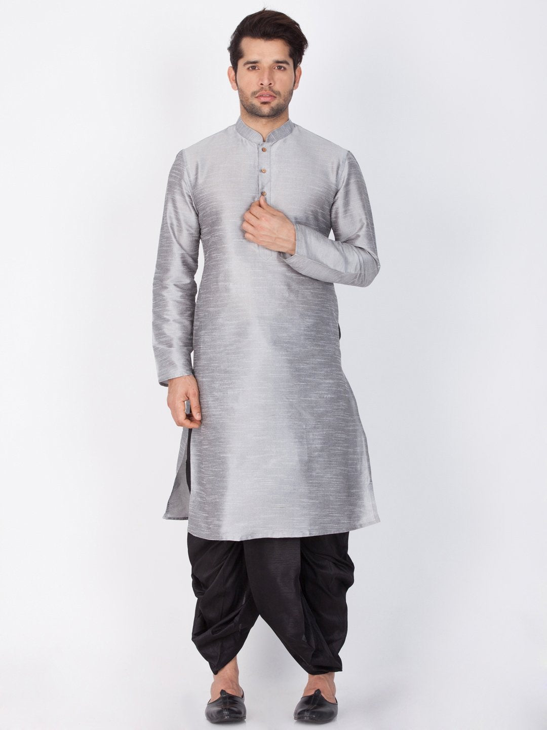 Men's Black Cotton Silk Blend Dhoti