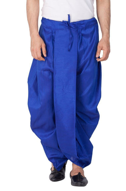 Men's Blue Cotton Silk Blend Dhoti