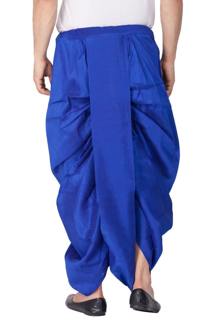 Men's Blue Cotton Silk Blend Dhoti