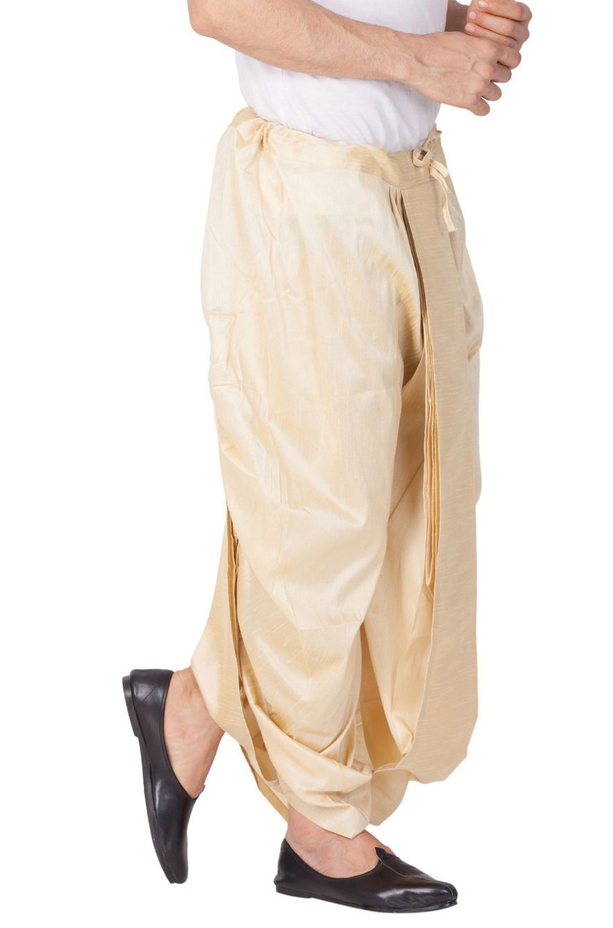 Men's Gold Cotton Silk Blend Dhoti