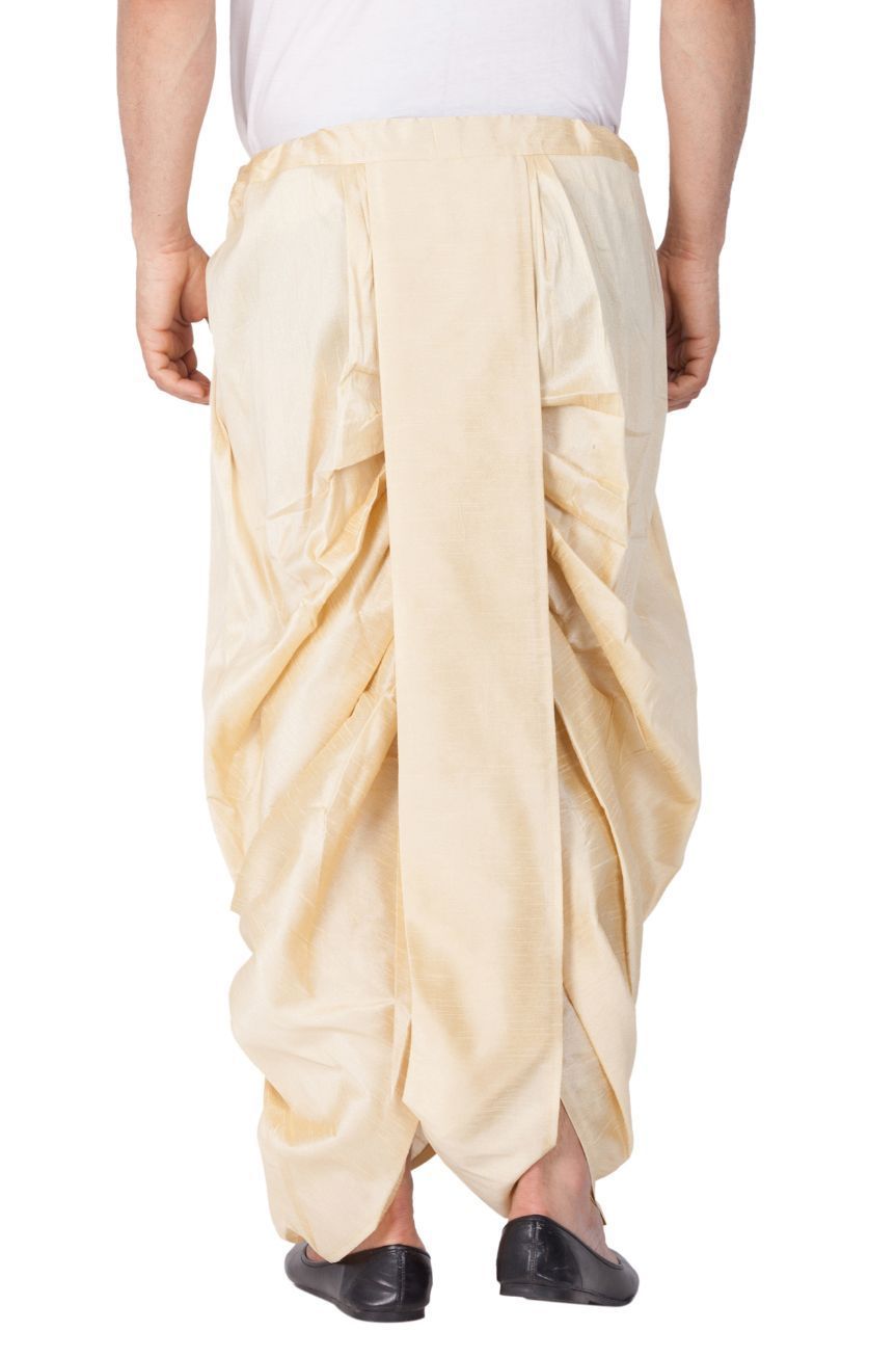 Men's Gold Cotton Silk Blend Dhoti