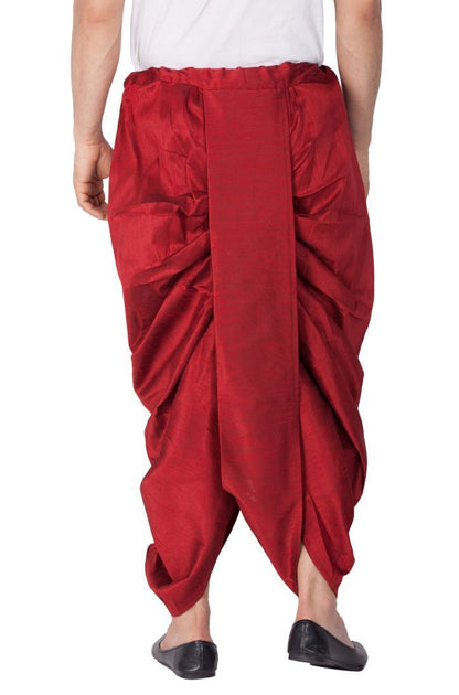 Men's Maroon Cotton Silk Blend Dhoti